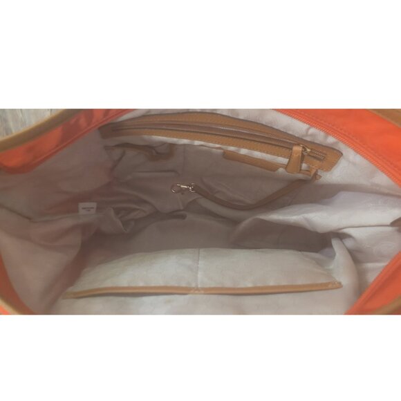 Michael Kors Vibrant Orange Tote with Brown Trim - Picture 6 of 8